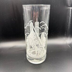 9/11 Commemorative Memorial 16oz Glass White Frosted 16oz Artist L. Mauri